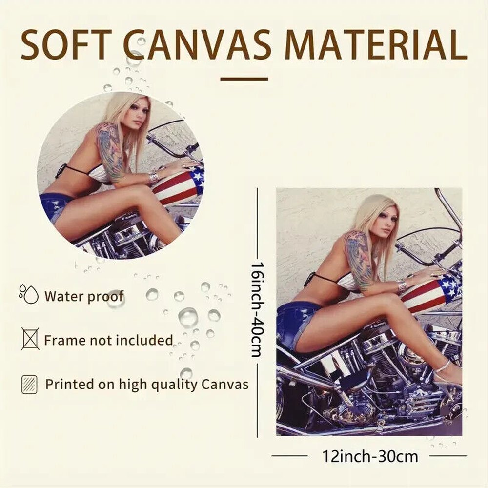 Modern Art, Beautiful Motorcycle Girl Artistic Canvas Print 12" x 16" NEW! Home & Garden:Home Décor:Posters & Prints Style Your Walls